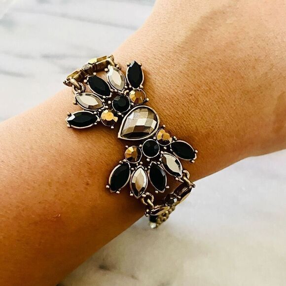 Multicolor Crystal Wrap Bracelet Black Gold Dark Silver Bolo Tie Adjustable - Picture 5 of 6